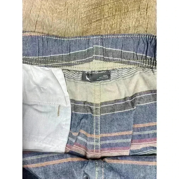 Eddie Bauer Shorts Mens 2XL Belted Baggies Cotton Chino Stripe Outdoor Hiking - Picture 3 of 8